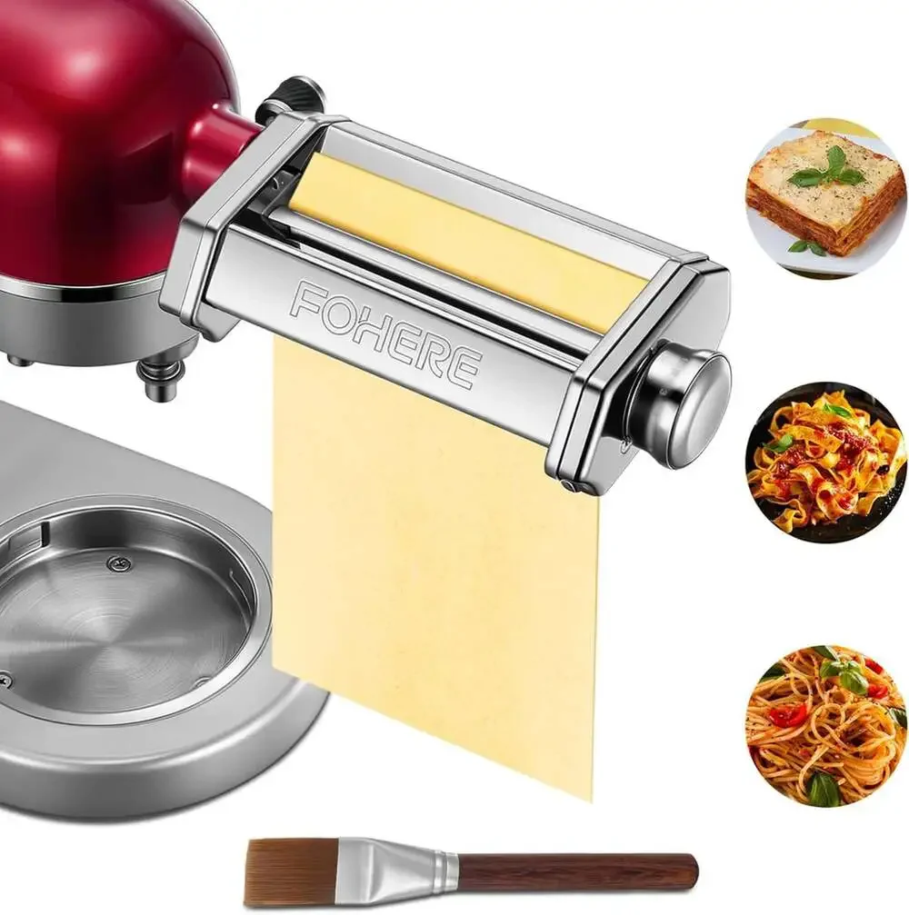 Pasta Roller Attachment for Kitchenaid Stand Mixer, Adjustable Thickness, Pasta